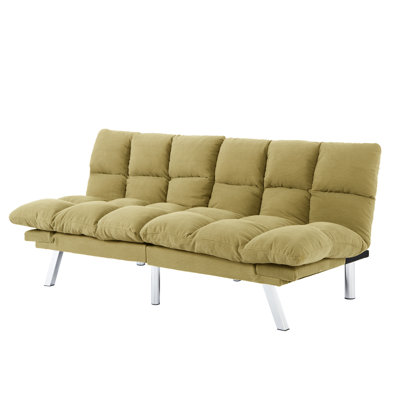 Lit pliant 2 places jaune, idéal pour les bureaux, dépliage rapide et rembourrage indéformable en velours côtelé jaune, parfait pour les chambres d'amis, mousse haute densité facile à nettoyer.