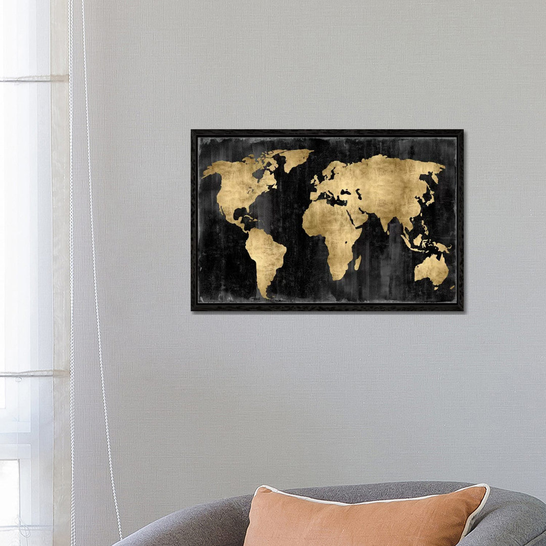 Leinwandbild The World - Gold On Black von Russell Brennan