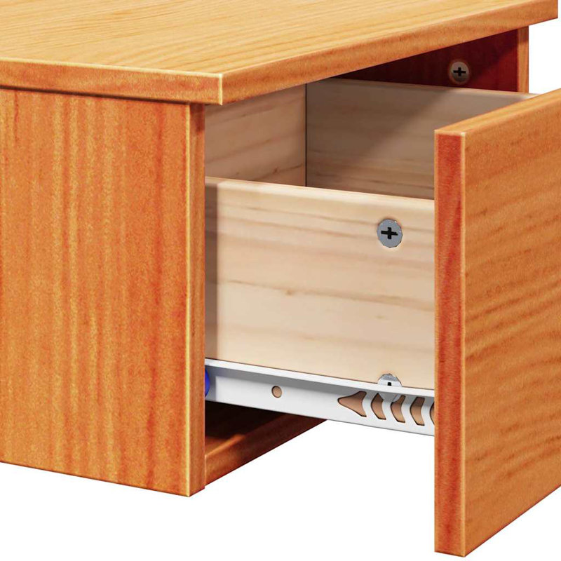 Bedside Table 37 X 35 X 18.5 Cm Solid Pine Wood, Wax Brown