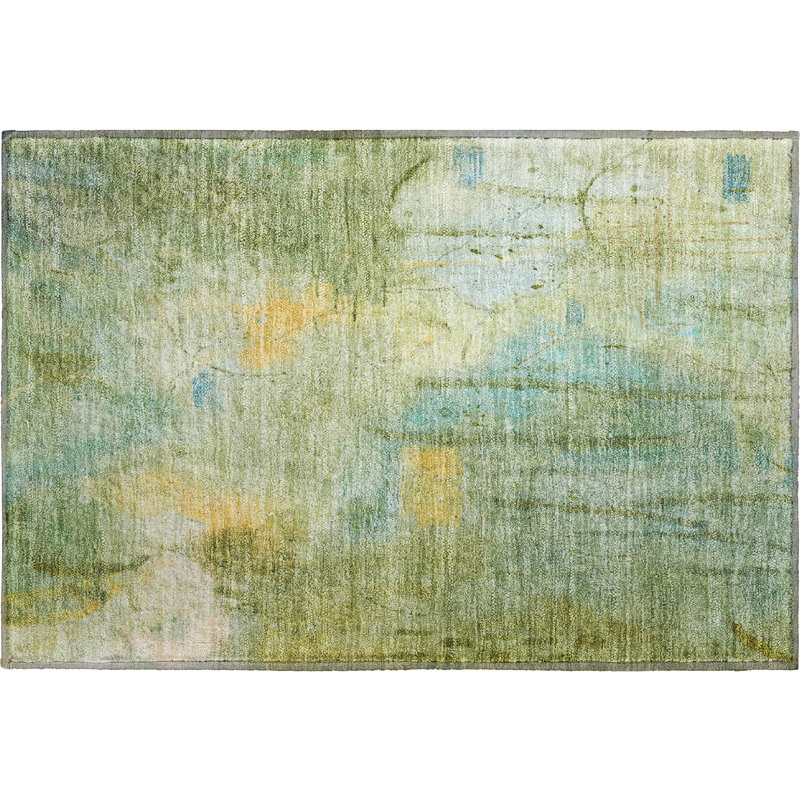 Premium Machine Washable Mayfield AMF2032 Abstract Rug, 3' x 5', Sage