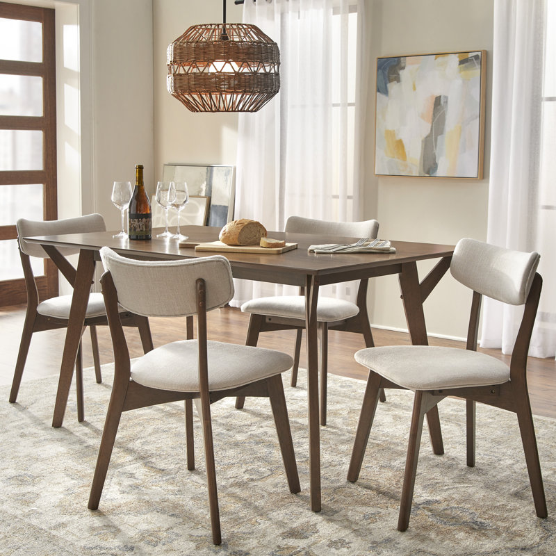 Ensemble de salle à manger Colella, Beige, 5 pièces: table, 4 chaises