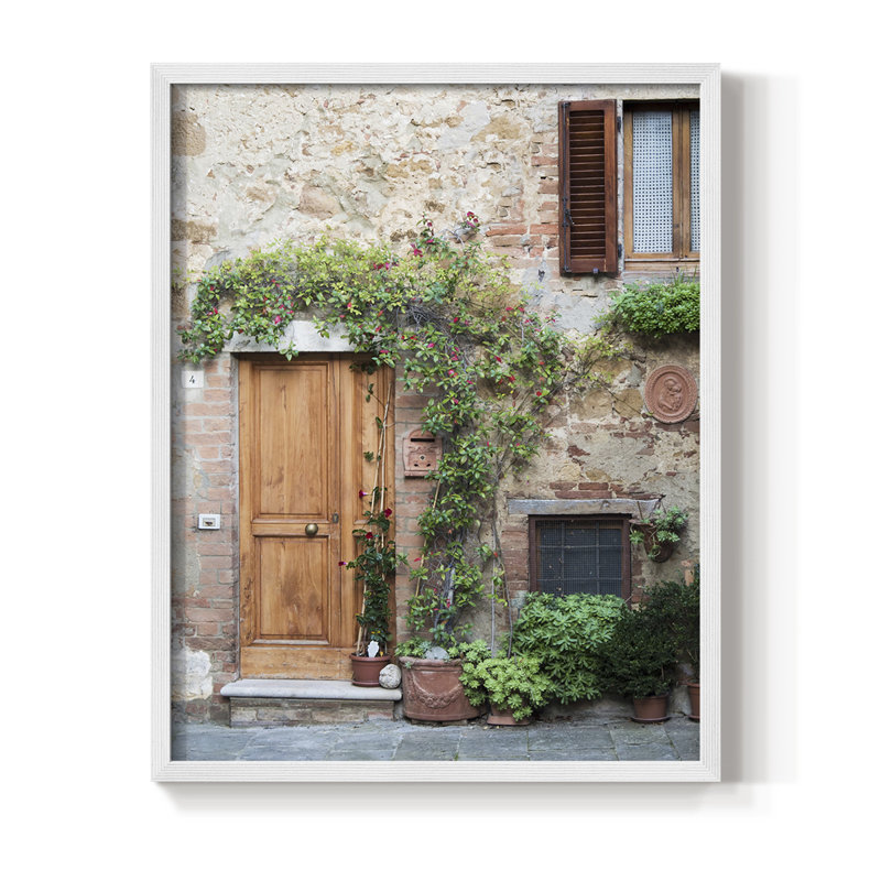 Reproduction encadrée d'entrée en bois massif Pienza, Blanc, H 10 po x l 8 po