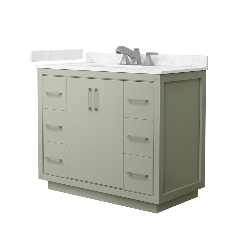 Icon Freestanding Single Bathroom Vanity with Cultured Marble Top, Carrara Cultured Marble, 42"