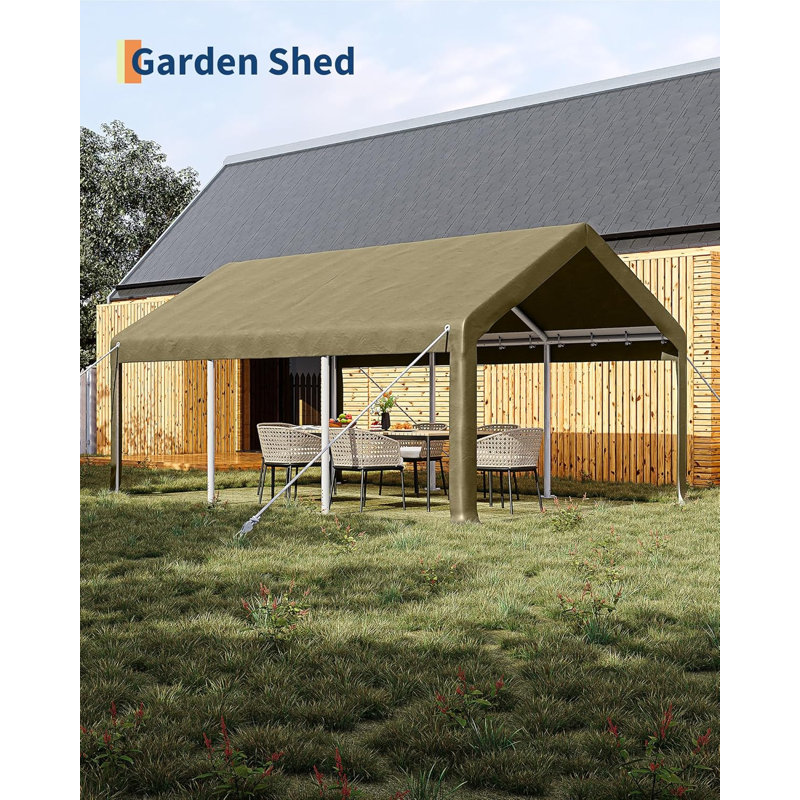 10x20 FT Portable Garage with 200g PE Tarp - Heavy Duty Carport with 2 Roll-Up Doors & 4 Windows - Temporary Shelter for Trucks, Boats, Paint Booth - Galvanized Steel Frame with Reinforced Guylines