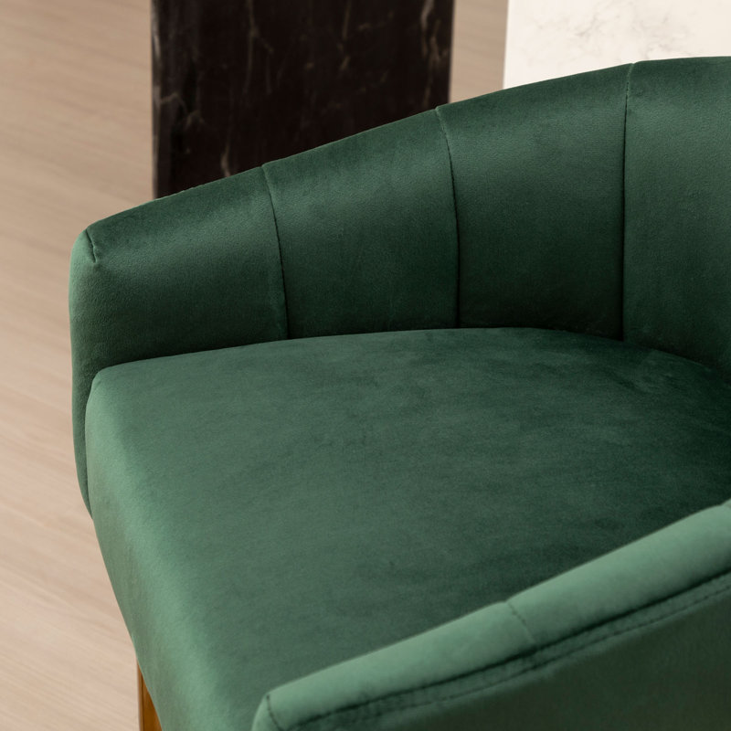 Tabouret de comptoir revêtu de velours l 22 po Johnnice , Vert
