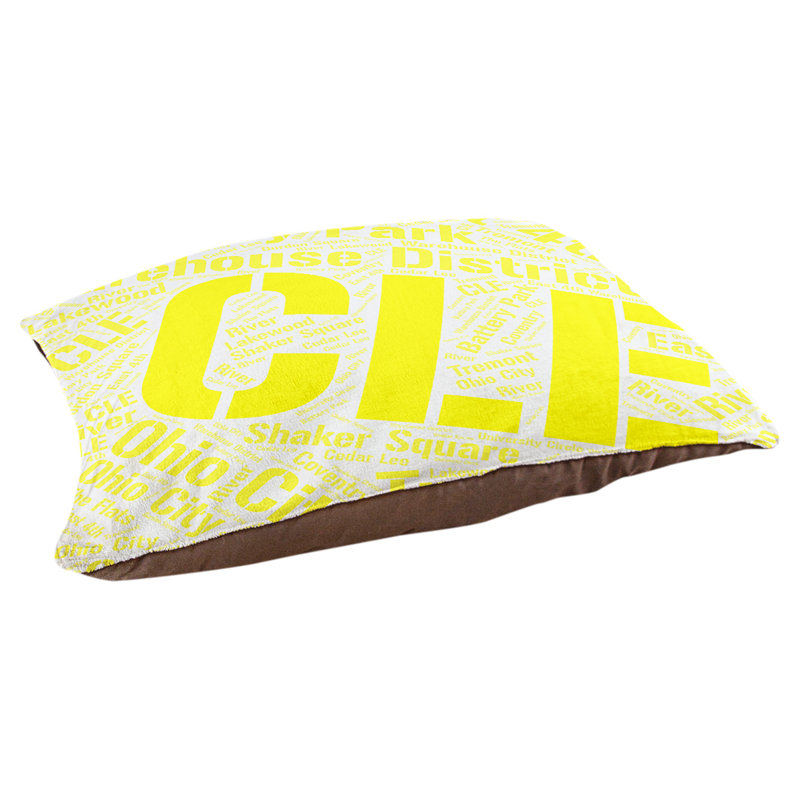 Coussin de chien « districts », Cleveland, Grand (l 40 po x P 30 po x H 14 po), Jaune
