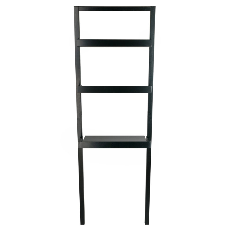  Bellamy Leaning Desk with 2 Shelves, Black