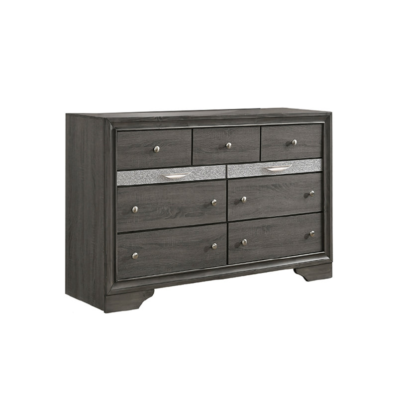 Ensemble de chambre à coucher 5 pièces Smartt, Gris, Double