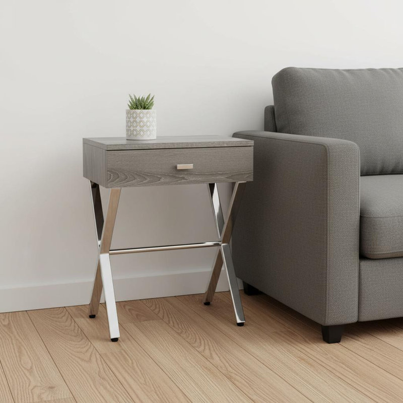 Table de bout en bois et taupe 22 po avec tiroir Gracie Mills