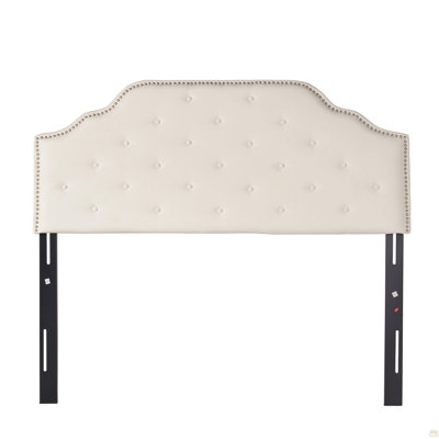 Tufted Upholstered Headboard Queen Size, Solid Wood Head Board With Durable Metal Legs