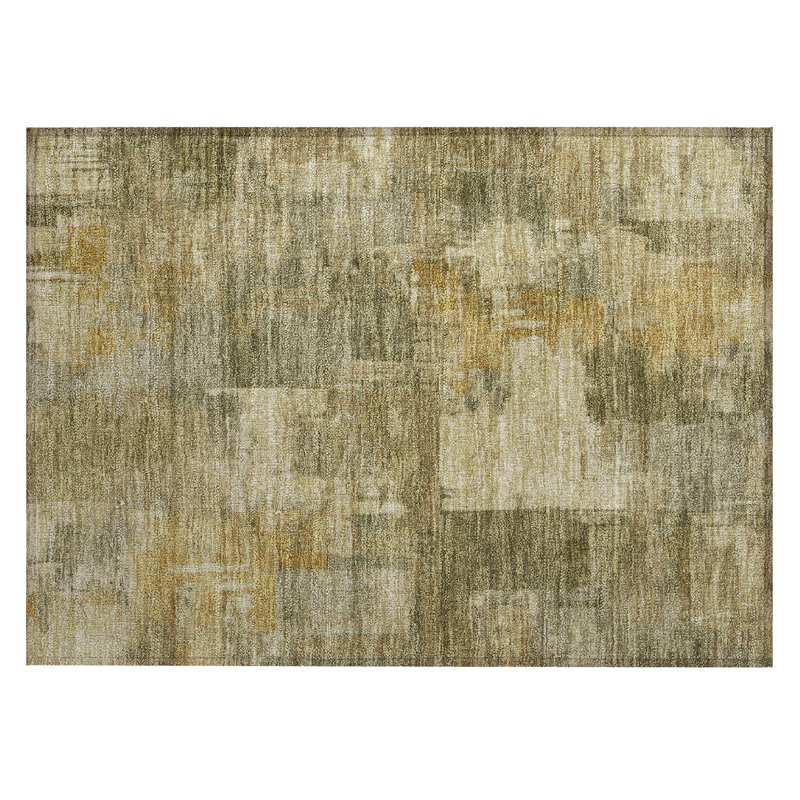 Machine Washable Indoor/Outdoor Xhevrie Khaki Rug, Rectangle 1'8" x 2'6"