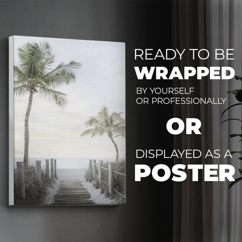 Palm Walk - Impression sur toile seulement - NON-CADRE, H 18 po x l 12 po