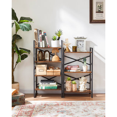 Bibliothèque industrielle à 3 niveaux, bibliothèque en bois rustique et en métal, petite étagère de rangement pour le salon, la chambre à coucher ou le bureau