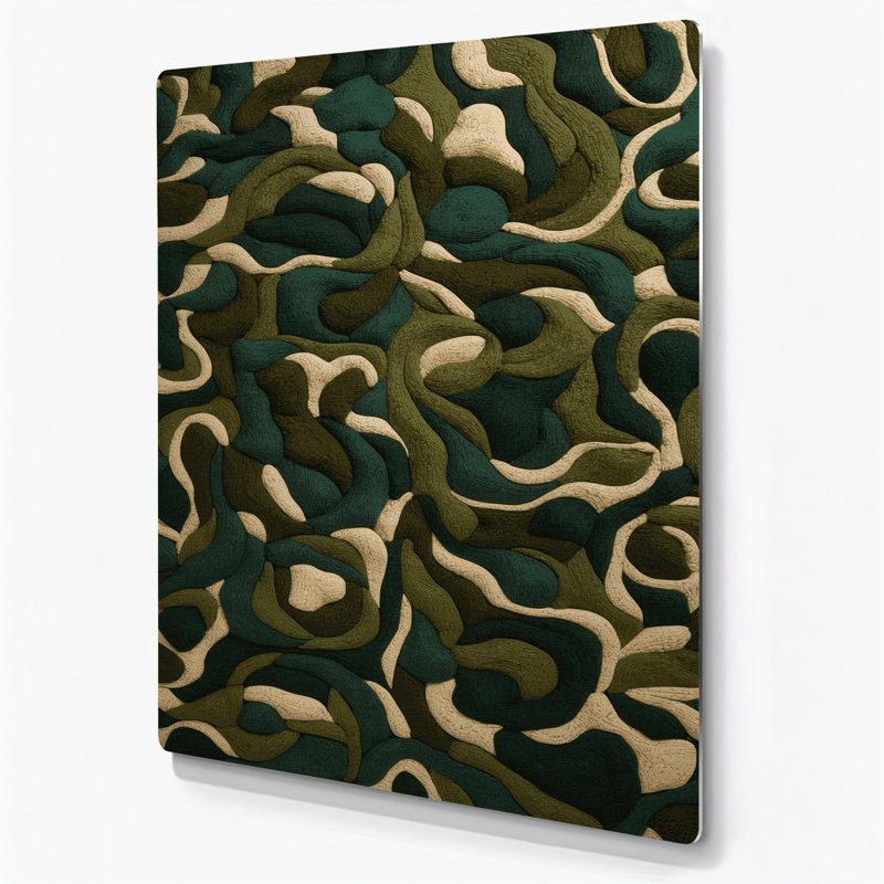 «Abstract Shapes 21», art mural en métal vert, H 24 po x l 36 po