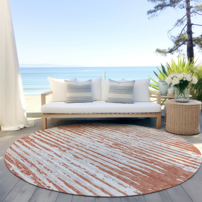 Malek Indoor/Outdoor Area Rug with Non-Slip Backing, Round 8'