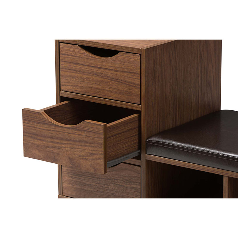 Allie Faux Leather Upholstered Storage Bench, Brown