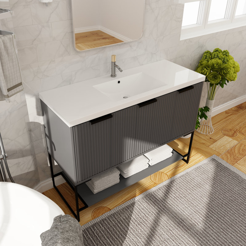 Ensemble de meuble-lavabo simple 47 po, Gris roche