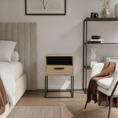 40 cm W Powder Coated Steel Bedside Table