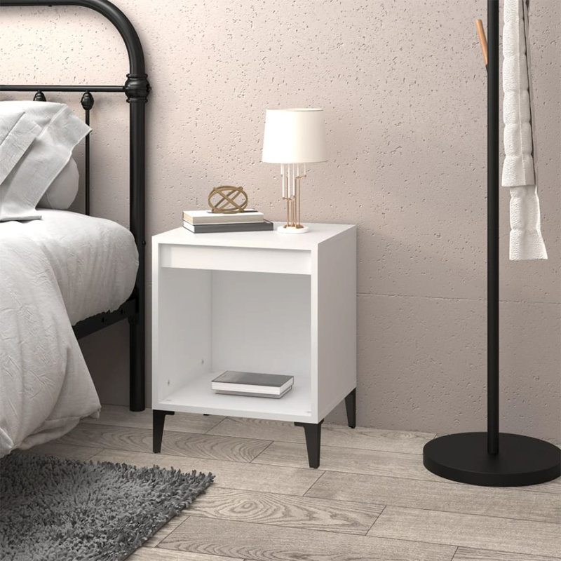 Jarik 40cm W Solid Wood Bedside Table, White, Set of 2