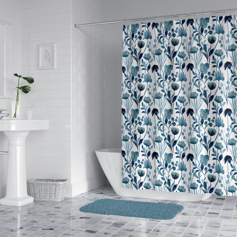 Stilson Floral Shower Curtain, 74" H x 71" W