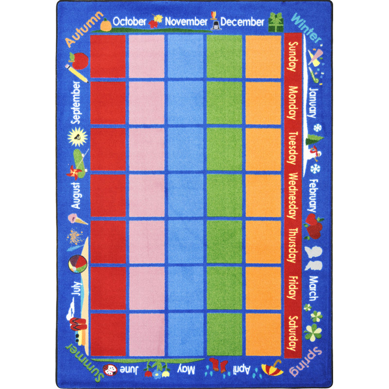 Tapis calendrier éducatif, Rectangle 7 pi 8 po x 10 pi 9 po