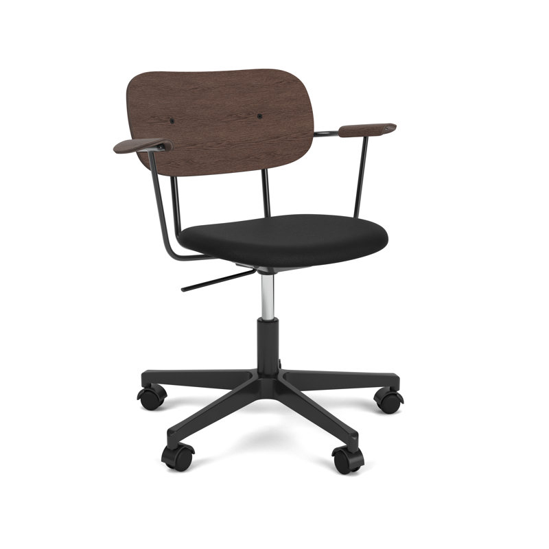 Co Swivel Task Chair, Dark Stained Oak/Black, Black