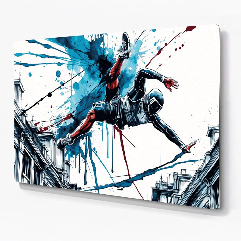 Art mural en métal Sports Parkour, H 20 po x l 24 po