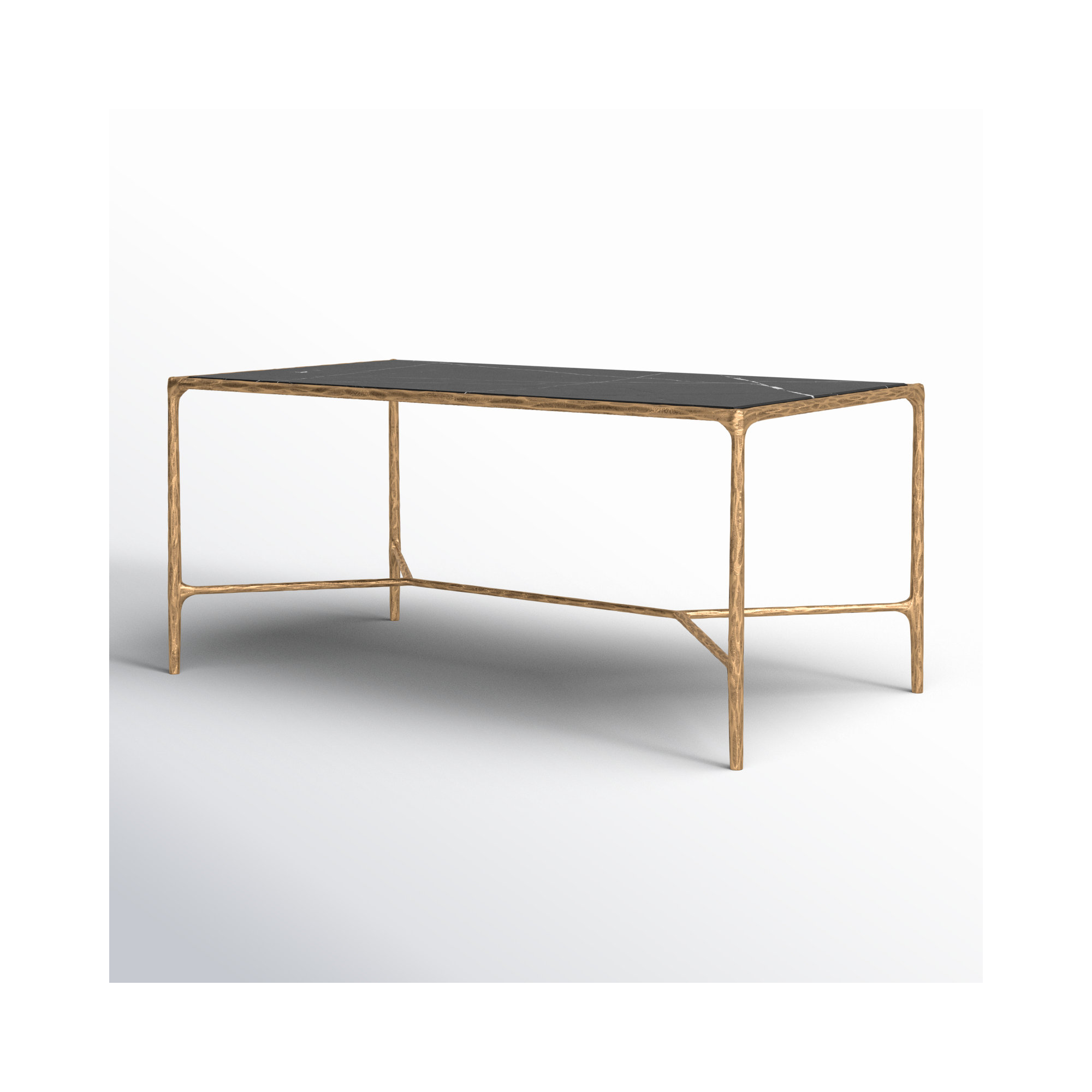 Evelynn Coffee Table, Black Marble, Brass