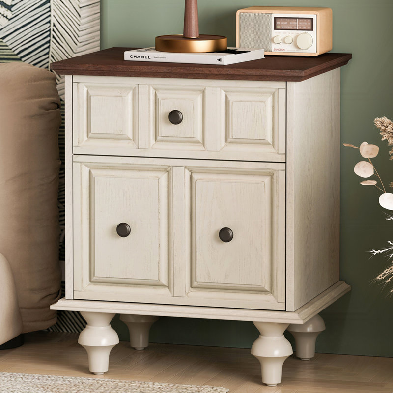 20.47"Bedside Cabinet, White