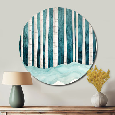 Forêt mystique de bouleau - Décoration murale ronde en métal