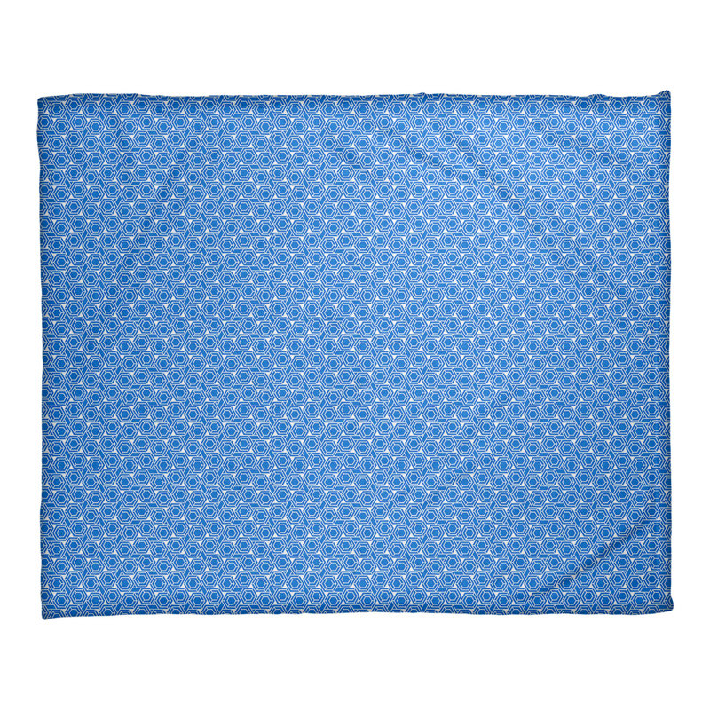 Couverture à treillis hexagonal Katelyn Elizabeth, l 52,5 po x L 62,5 po, Bleu / blanc