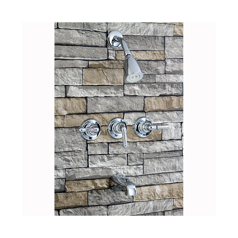 Kingston Brass Magellan Triple-Handle Tub and Shower Faucet, Polished Chrome