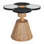 Table d'appoint à motif trèfle à quatre feuilles, idéale pour les petits espaces, âme haute densité, surface facile à nettoyer, piètement imitation bois, s'adapte aux styles contemporains.