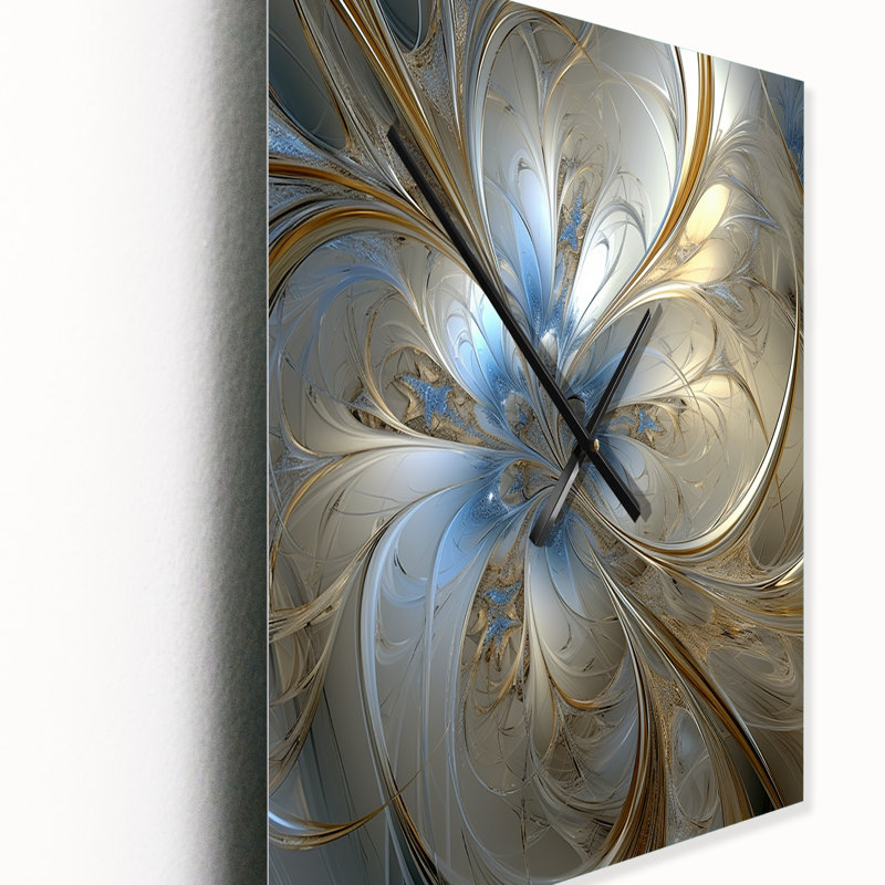 Tender Light Blue Floral Whirling Spiral - Abstract Spirals Wall Clock Oversized, Medium