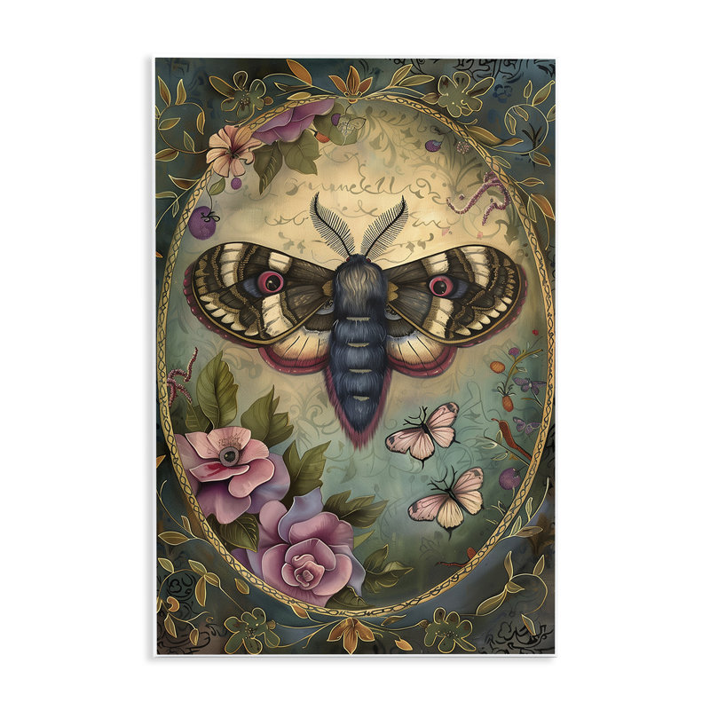 Plaque murale rétro papillon et floral, design par The Dutch Lady, H 15 po x l 10 po