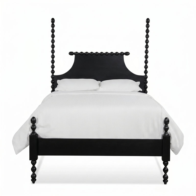 Emily Spindle Four Post Bed, Queen, Black