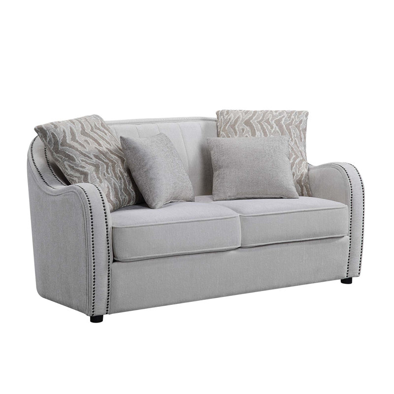 Premium Linen Loveseat with 4 Accent Pillows