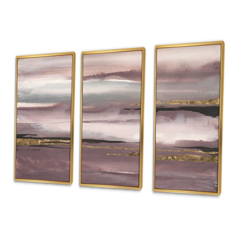 «Purple Glam Storm IV», ensemble d'art mural sur toile moderne et contemporain encadré de 3