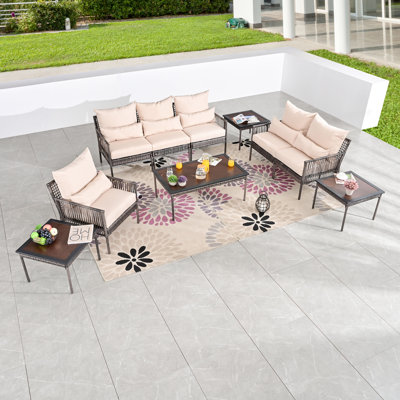 Aalaysia 10-Piece Outdoor Wicker Conversation Set