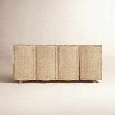 Roger Norin Solid Wood And Finished Cane Sideboard/Buffet
