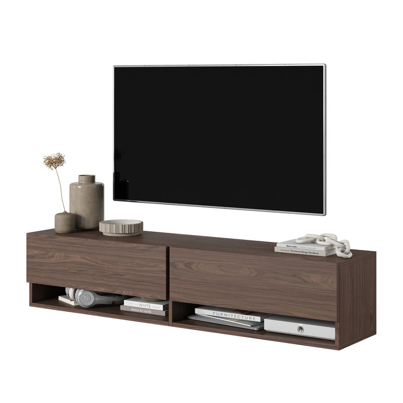 Hesketh Unfinished Floating TV Stand for TVs up to 60", Walnut