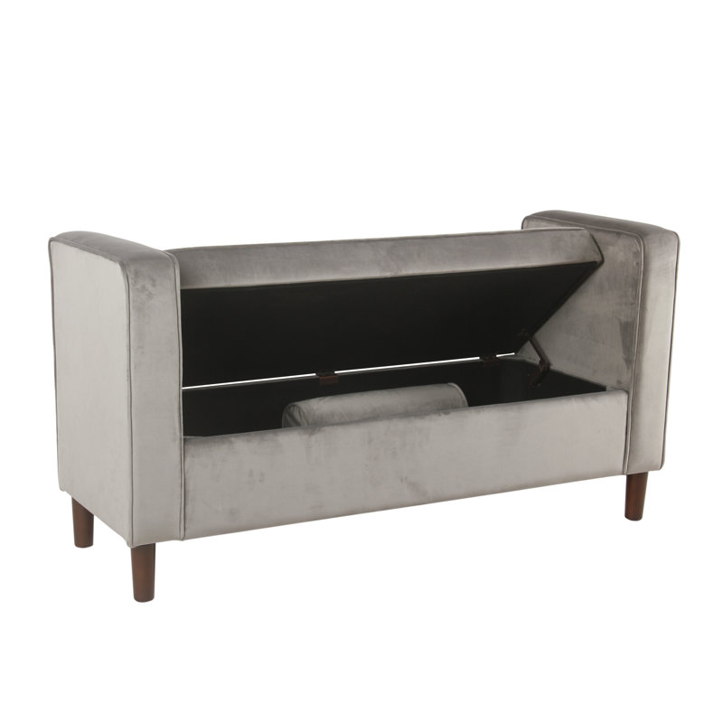 Banc de rangement rembourré Wittrock, Velours gris