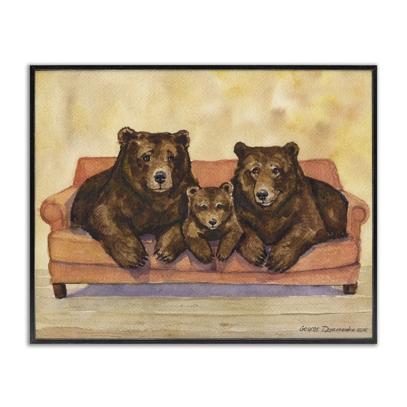 Triangle de la famille des ours, estampe numérique, conception de George Dyachenko, 11 x 14, Midnight Black Giclee Framed
