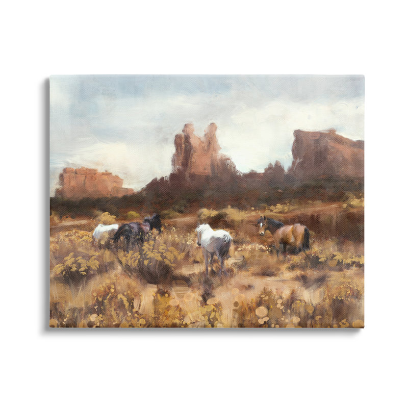 «Stupell Industries Desert Horses Landscape», art mural sur toile par Nina Blue, H 36 po x l 48 po x P 1,5 po