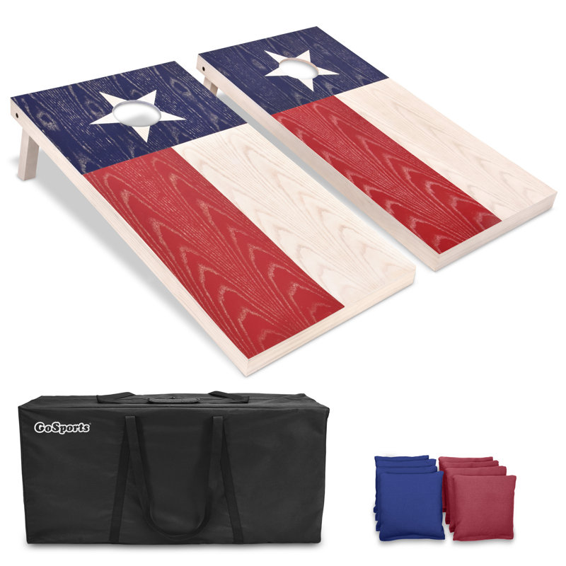 Texas Flag Design Wooden Cornhole Set with Bean Bags and Case