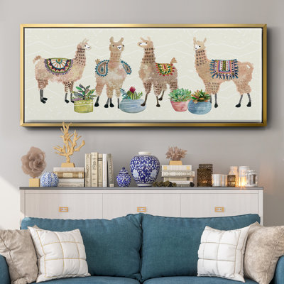 Llama Party- Framed Canvas