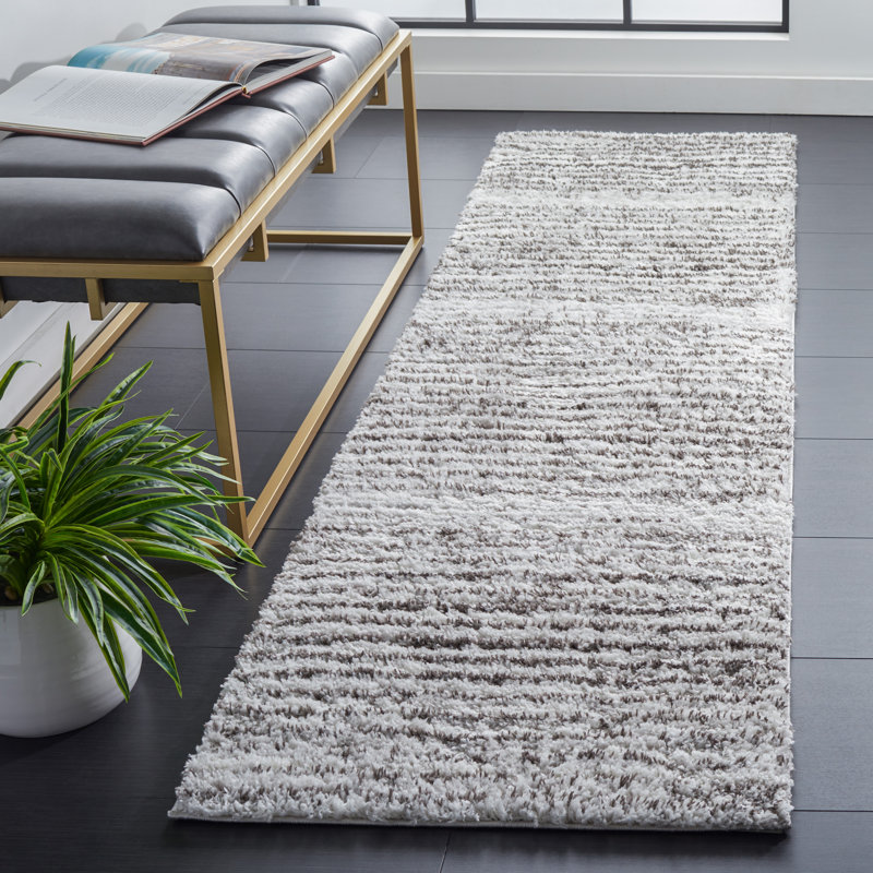Shawn Striped Gray/Dark Gray Area Rug, Runner 2'3" x 8'