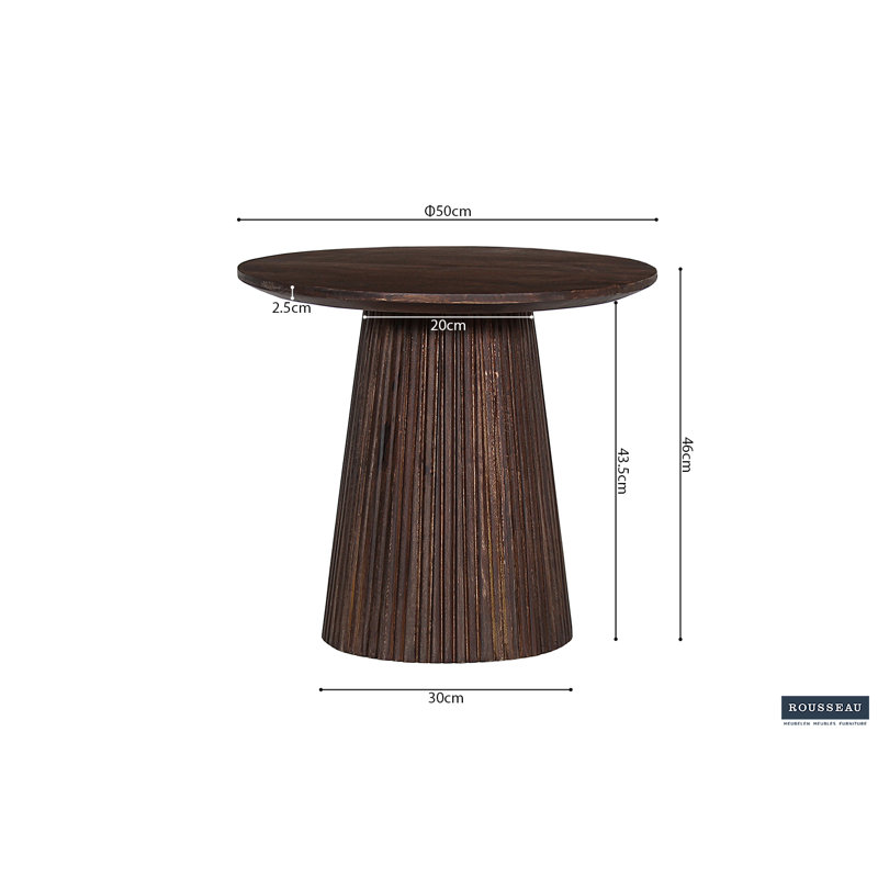Miguel Solid Wood Coffee Table, Dark Brown, 46 cm x 50 cm x 50 cm