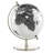 Globe terrestre éducatif/géographique en métal aluminium blanc