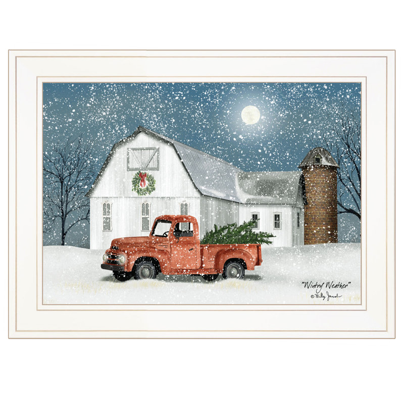 «Wintry Weather» par Billy Jacobs, reproduction encadrée prête à accrocher, cadre blanc